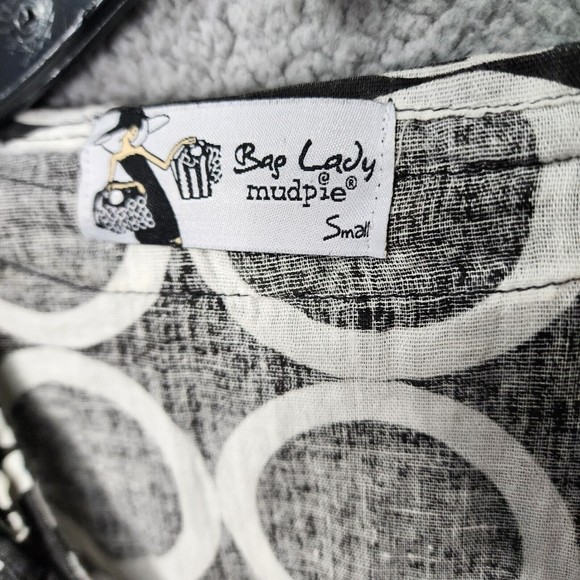 MUDPIE Women BAP LADY Small Black Linen Geometric Swimsuit Cover-Up Tunic Dress - Picture 2 of 8